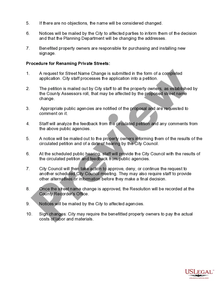 Get Application for Street Name Change Preview Application for Street Name Change