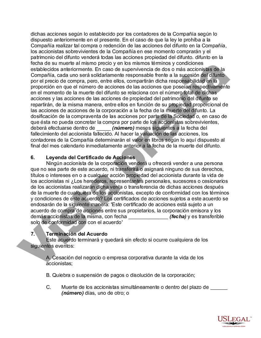 Preview Acuerdo de Acciones - Acuerdo de Compra Venta entre Accionistas y Corporación