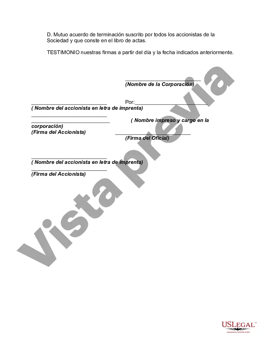 Preview Acuerdo de Acciones - Acuerdo de Compra Venta entre Accionistas y Corporación