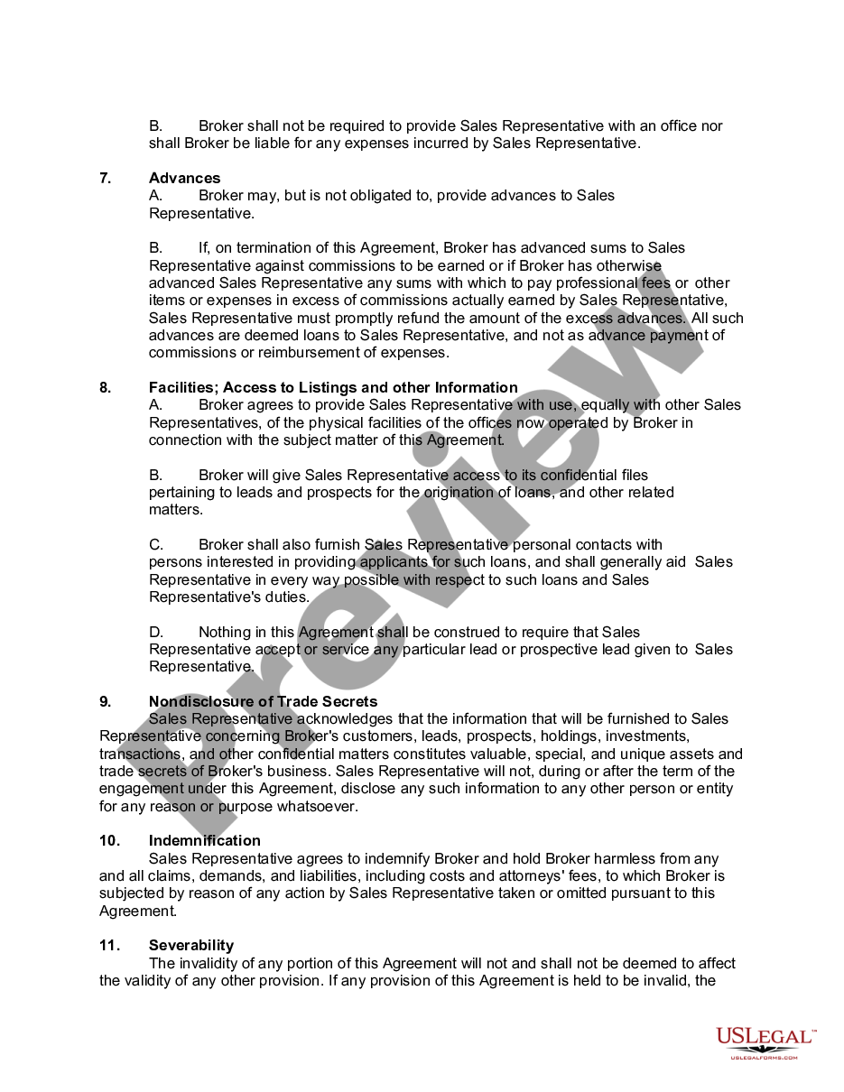 page 2 Real Estate Salesman Independent Contractor Agreement with Real Estate Loan Broker  preview