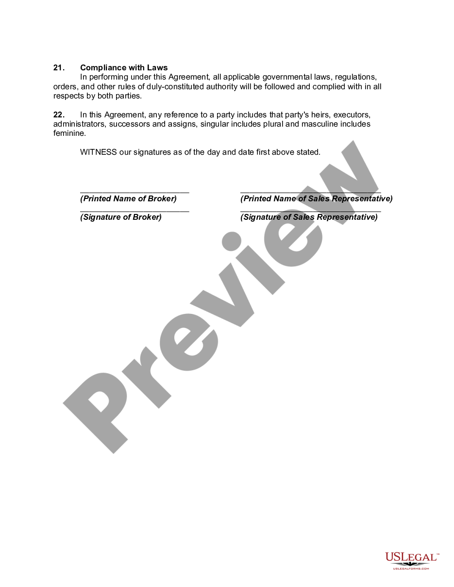 page 4 Real Estate Salesman Independent Contractor Agreement with Real Estate Loan Broker  preview