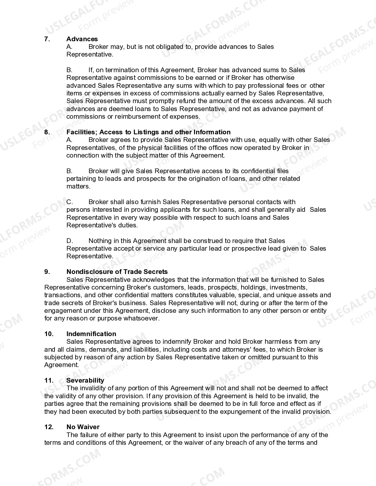 Preview Real Estate Salesman Independent Contractor Agreement with Real Estate Loan Broker