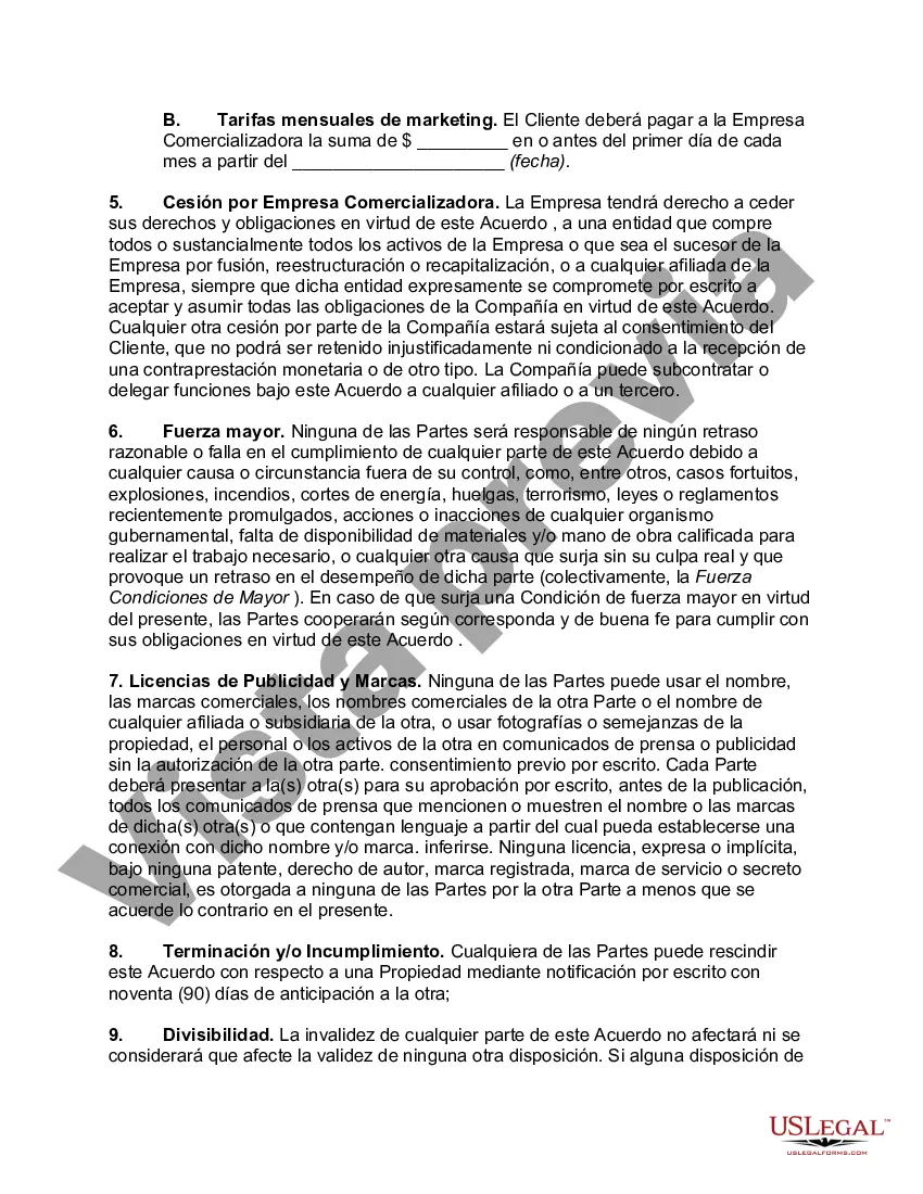 Preview Acuerdo de marketing no exclusivo