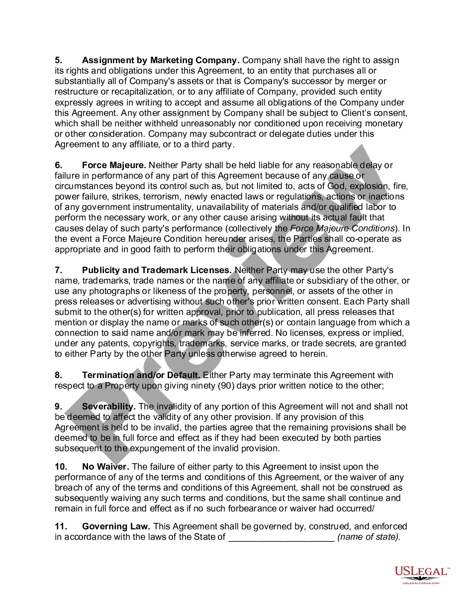 page 1 Non-Exclusive Marketing Agreement preview