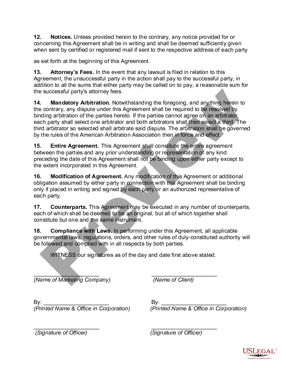page 2 Non-Exclusive Marketing Agreement preview