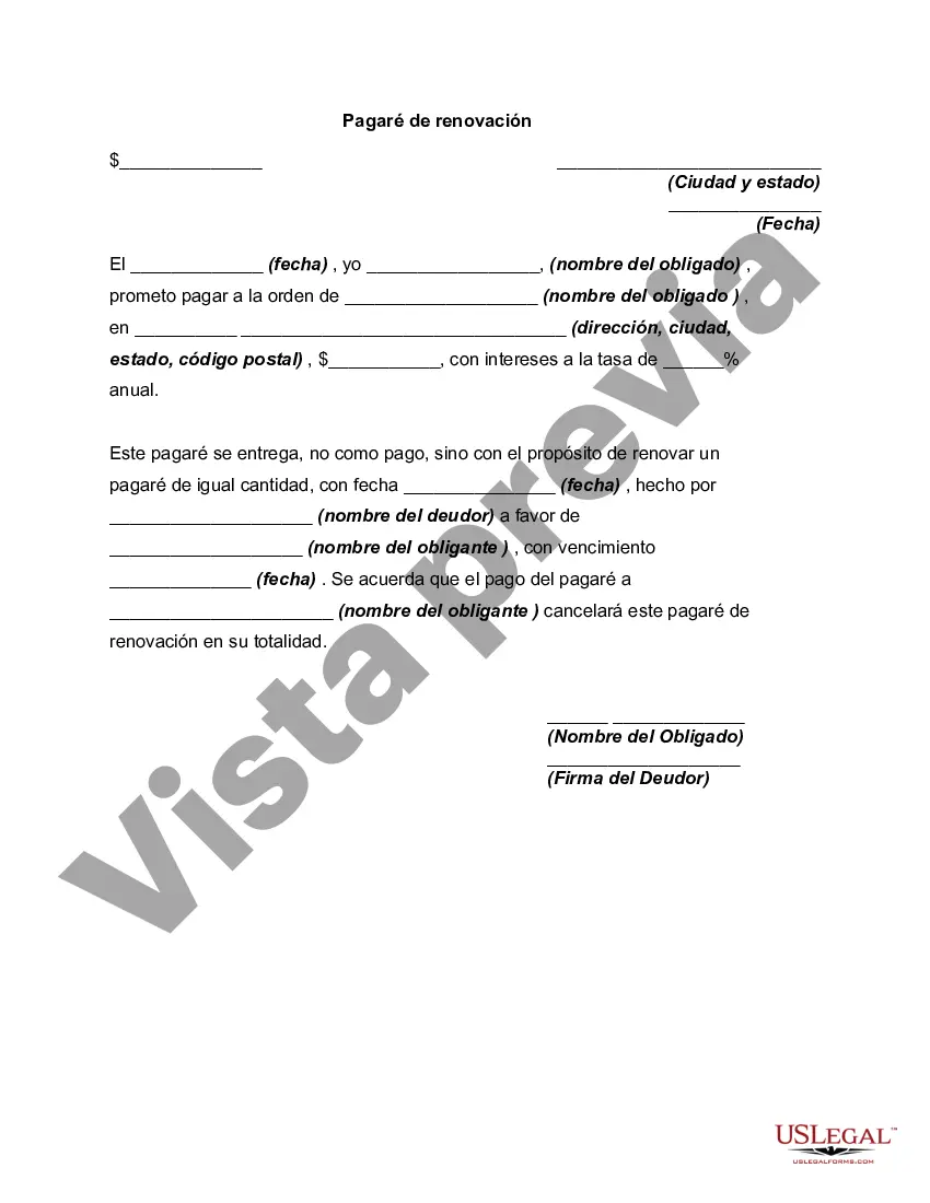 Preview Pagaré de renovación