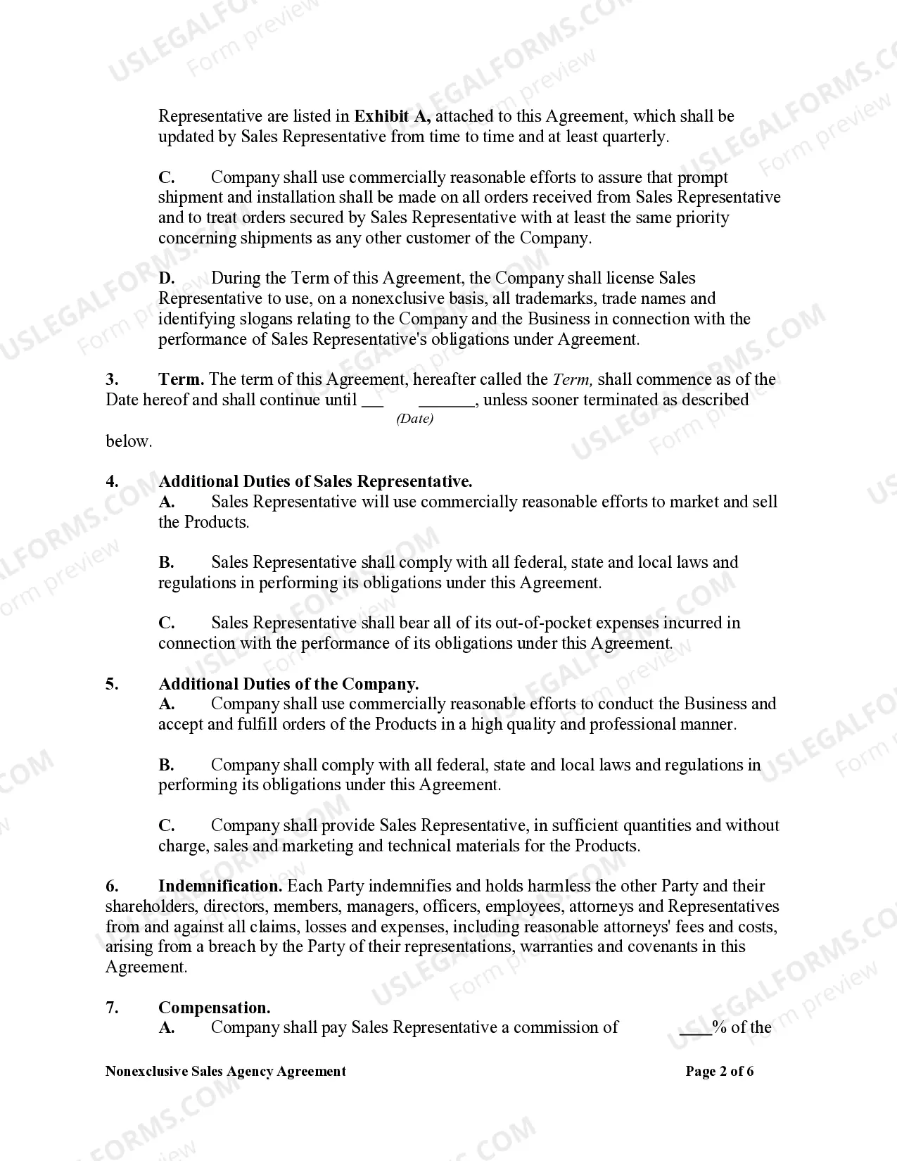 Preview Nonexclusive Sales Agency Agreement