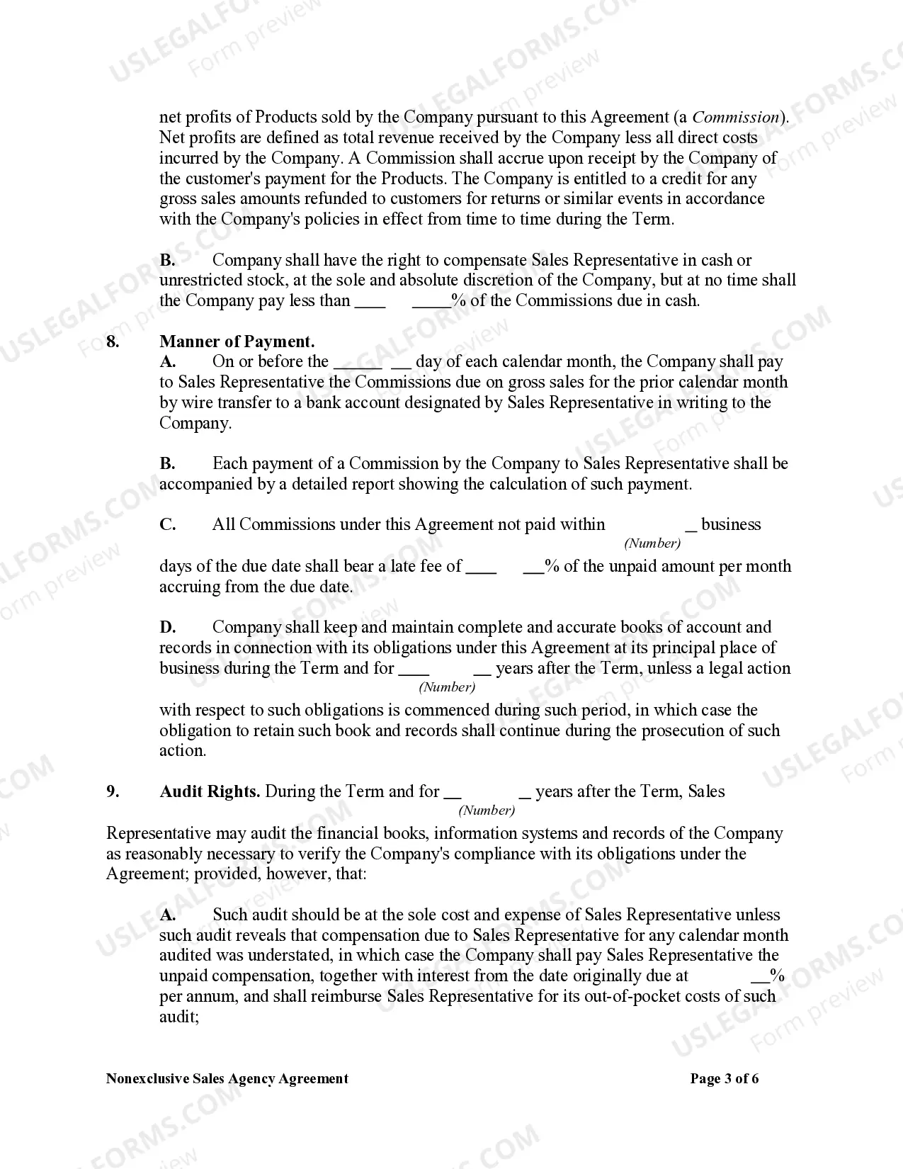 Preview Nonexclusive Sales Agency Agreement