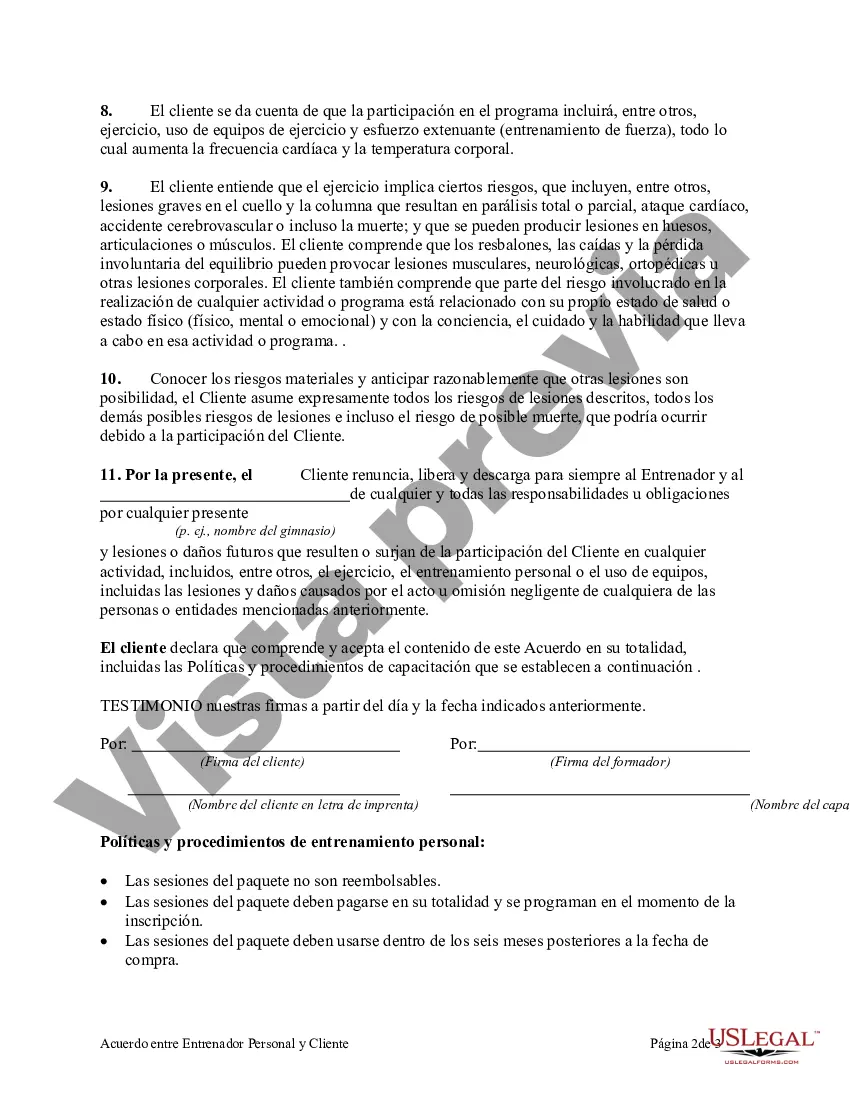 Preview Acuerdo entre entrenador personal y cliente