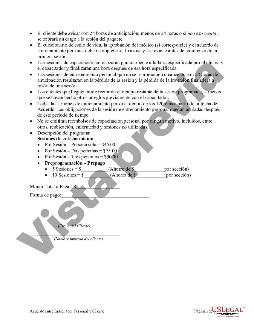 Preview Acuerdo entre entrenador personal y cliente