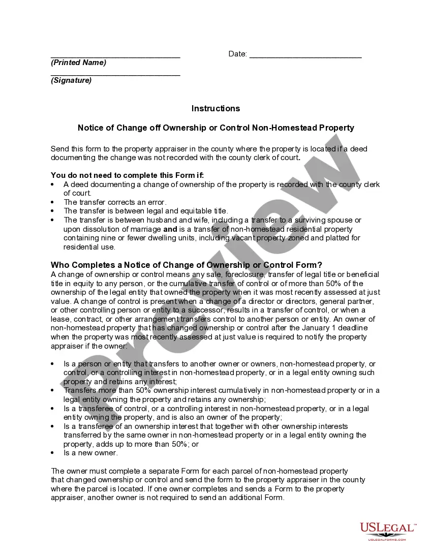 Get Notice of Change of Ownership or Control Non-Homestead Property Preview Notice of Change of Ownership or Control Non-Homestead Property