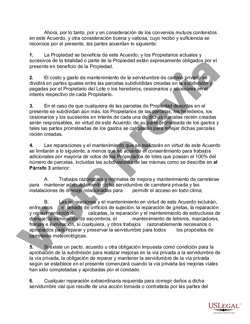 Preview Acuerdo de Mantenimiento de Carreteras Privadas