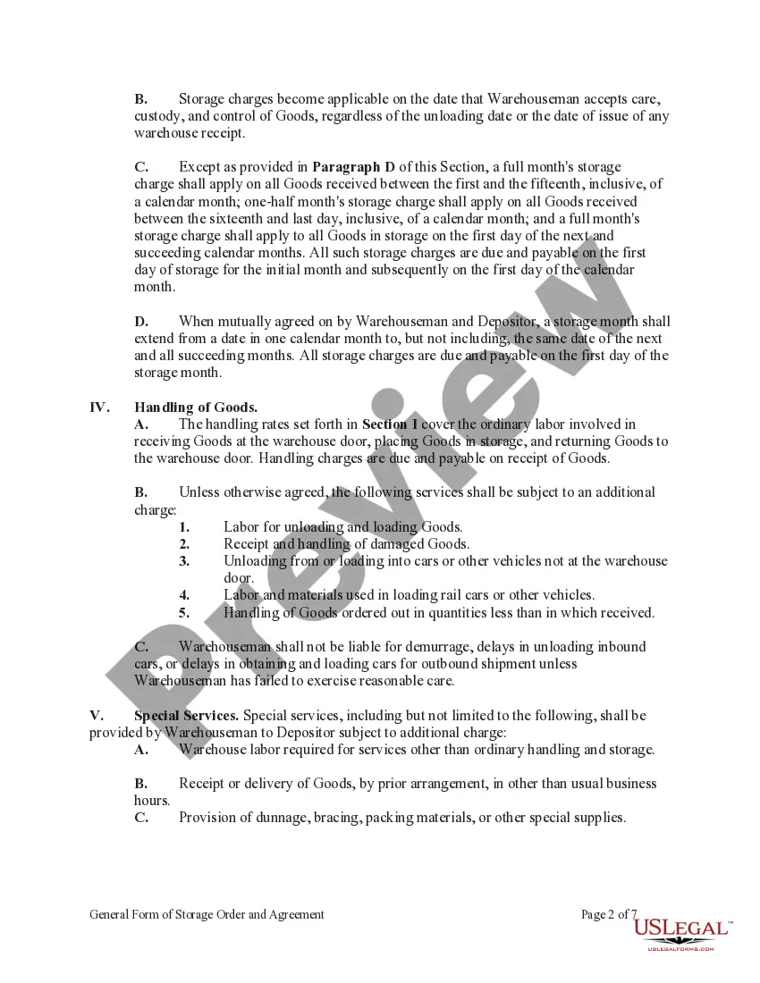 Get General Form of Storage Order and Agreement Preview General Form of Storage Order and Agreement