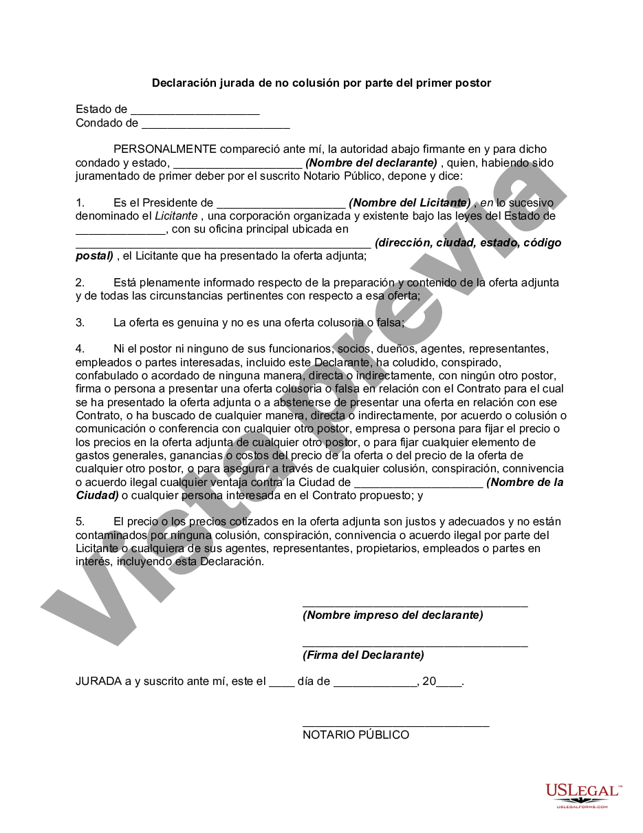 Declaracion Jurada Florida Form Printable Printable Forms Free Online 3325