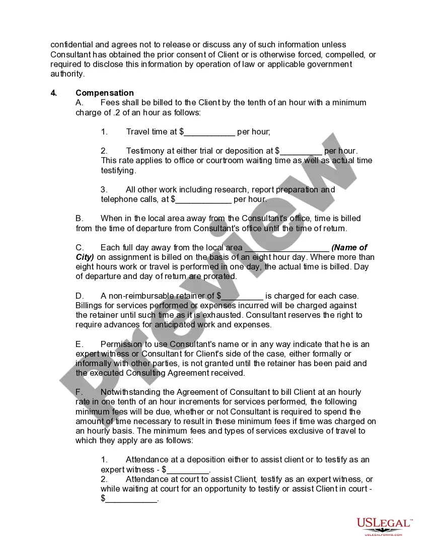 Get Consulting Agreement with Possible Expert Witness Preview Consulting Agreement with Possible Expert Witness