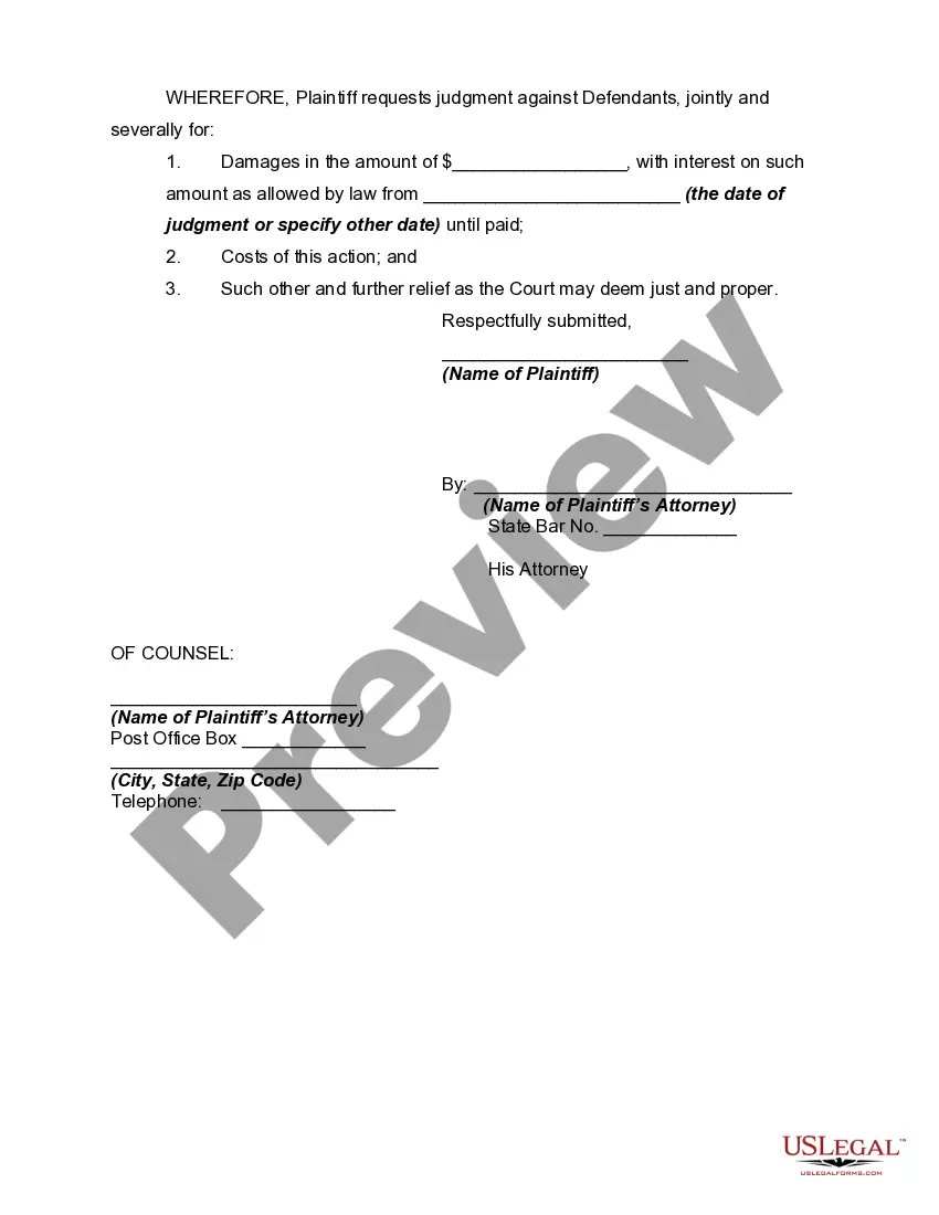 Preview Complaint Against Owner of Golf Course by Patron of Driving Range Struck by Golf Club