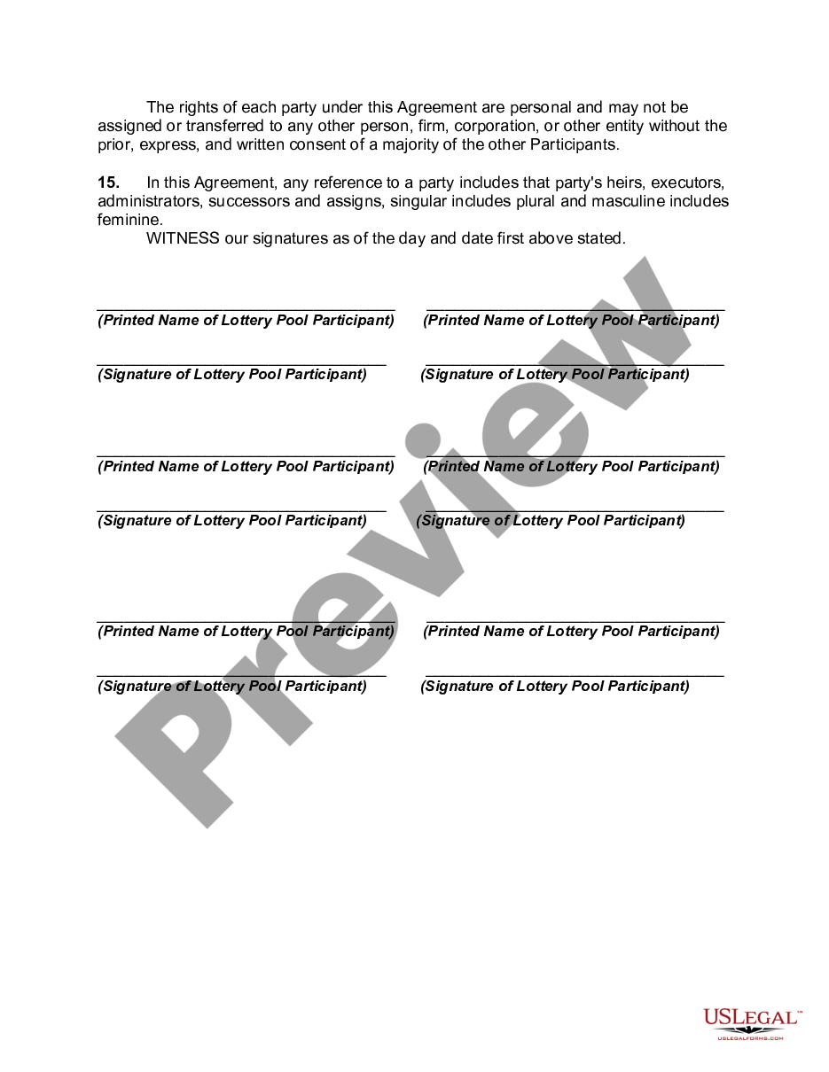 page 2 Lottery Pool Agreement preview