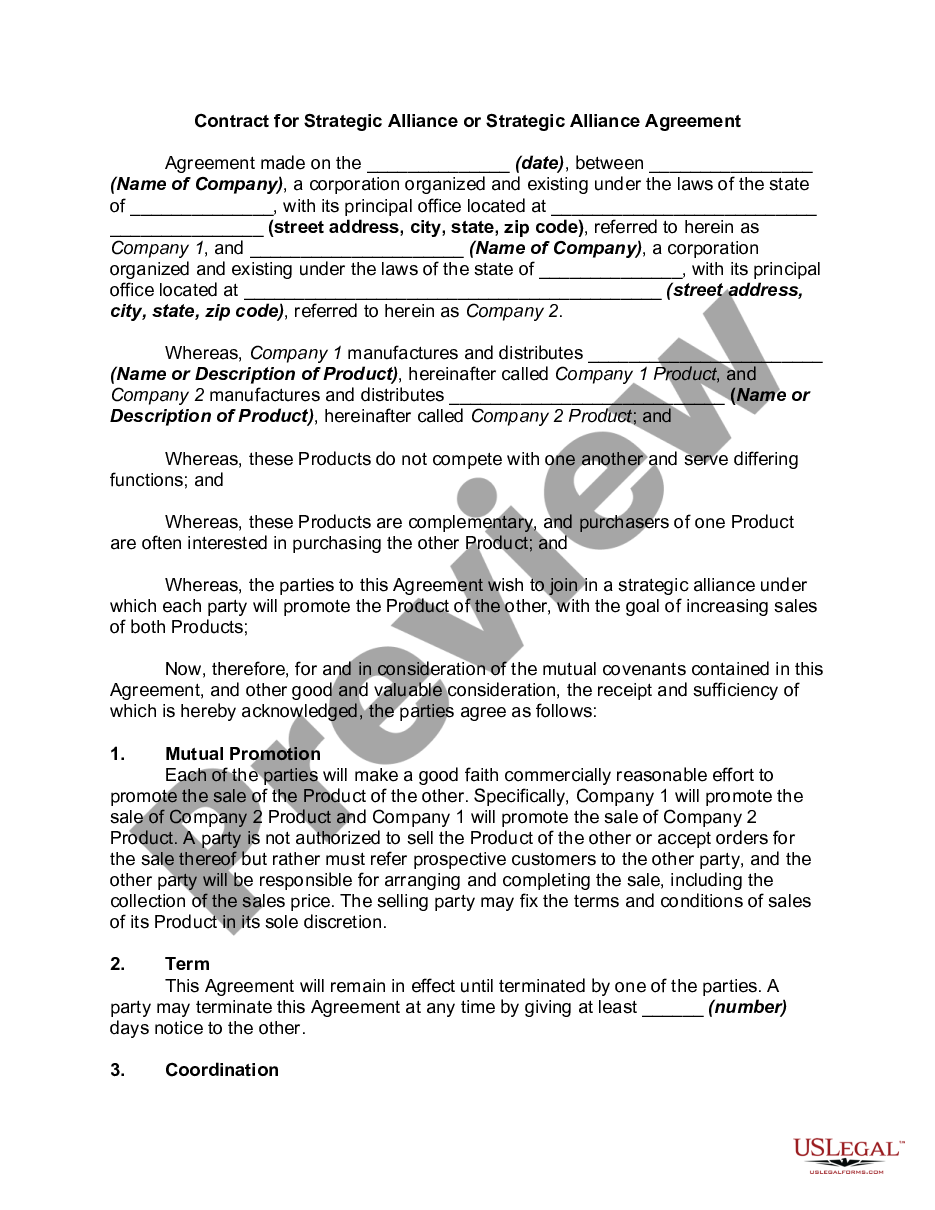page 0 Contract for Strategic Alliance preview