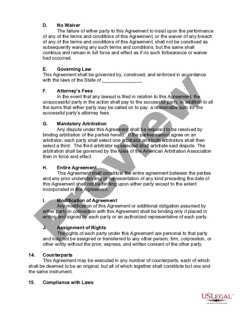 Preview Contract for Strategic Alliance