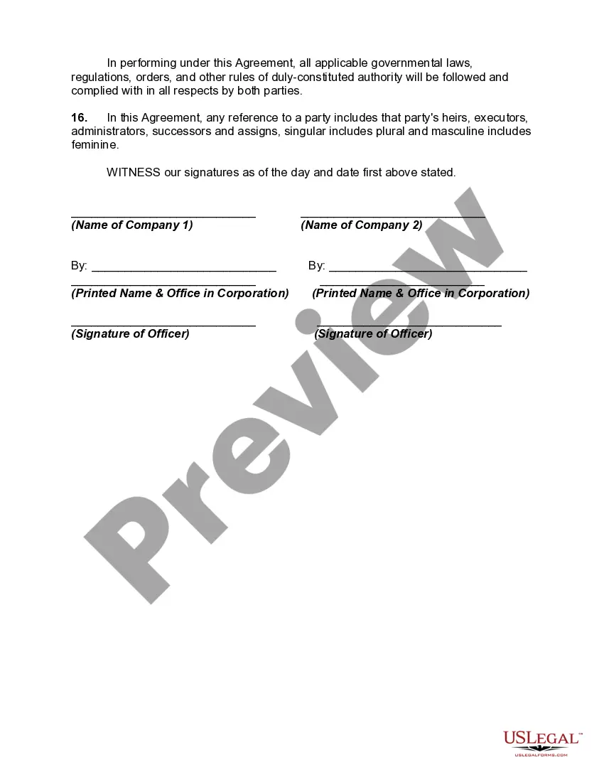 Preview Contract for Strategic Alliance