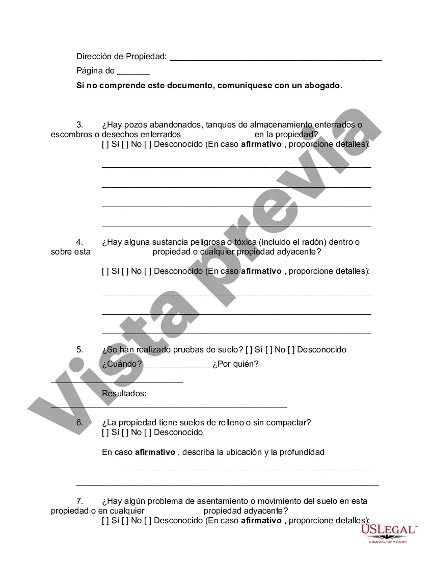 Preview Declaración de divulgación de terrenos baldíos