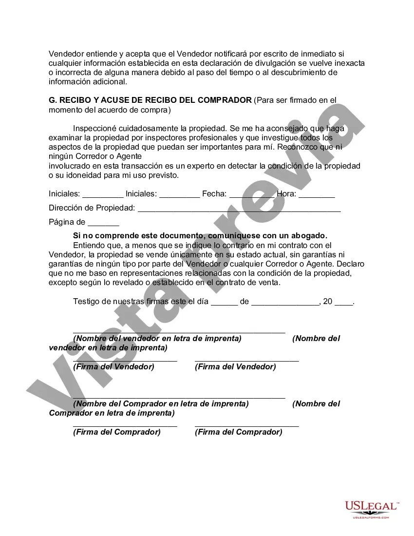 Preview Declaración de divulgación de terrenos baldíos