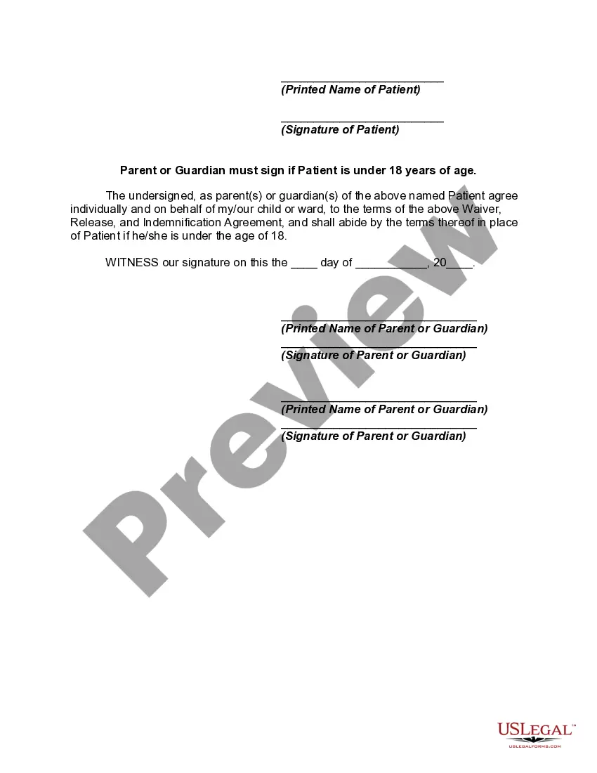 Preview Waiver, Release, and Indemnification Agreement for Physical Therapy Treatments