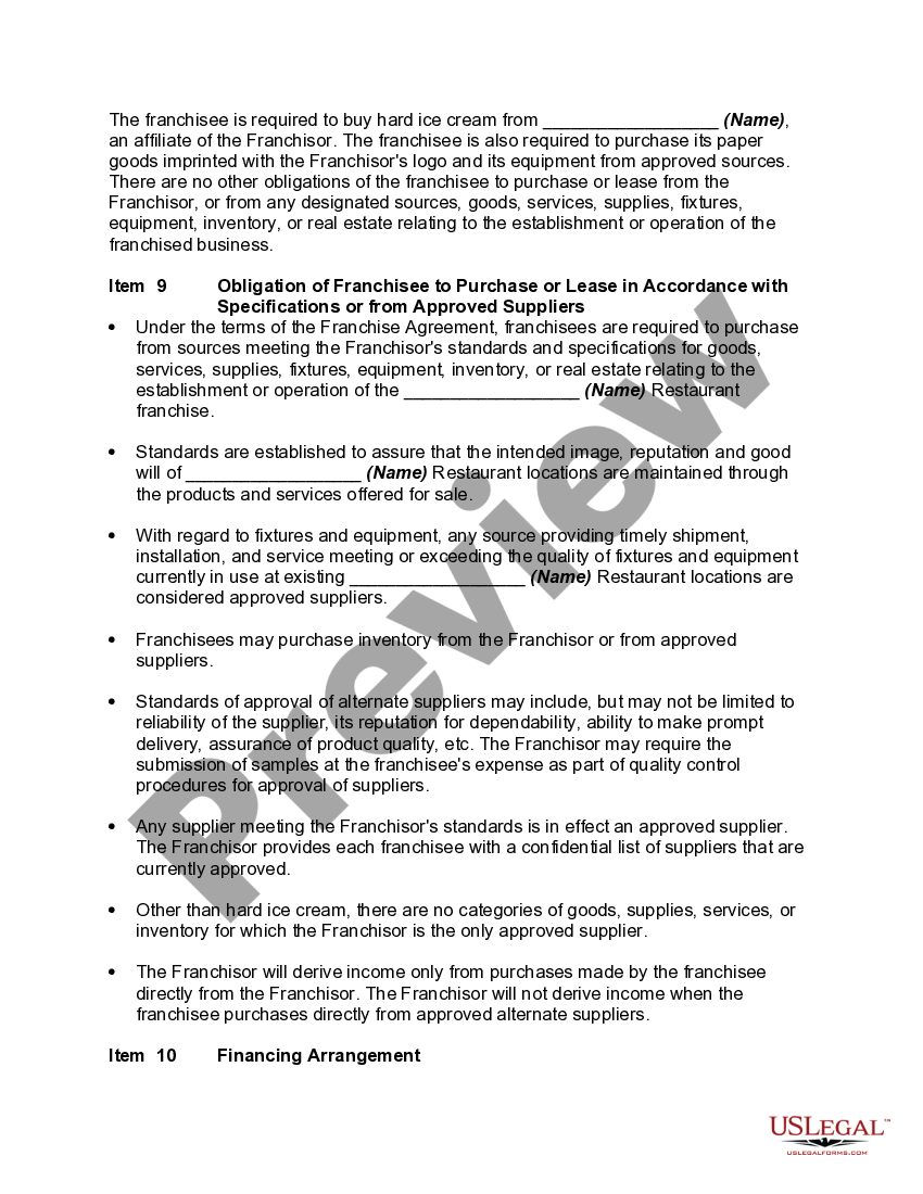 San Antonio Texas Form of Uniform Franchise Offering Prospectus US