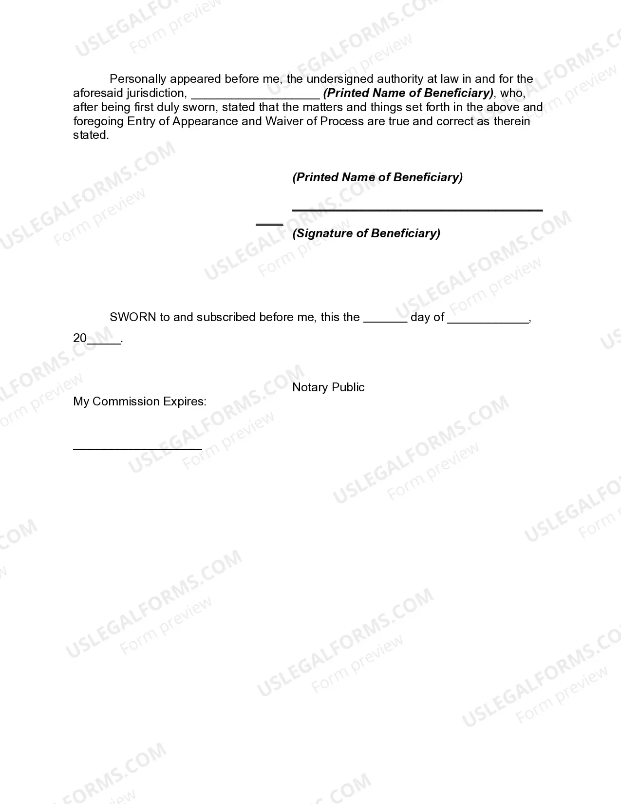 Preview Waiver of Final Accounting by Sole Beneficiary