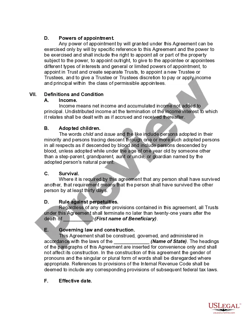 Get Supplemental Needs Trust for Third Party - Disabled Beneficiary Preview Supplemental Needs Trust for Third Party - Disabled Beneficiary