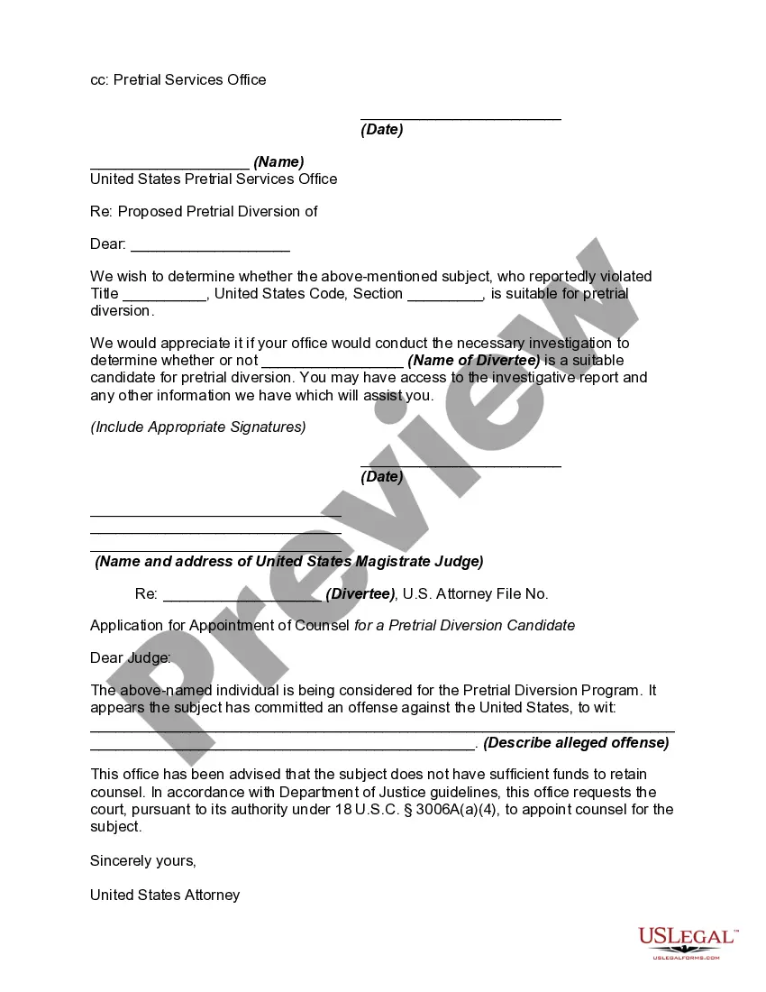 Preview Agreement for Pretrial Diversion