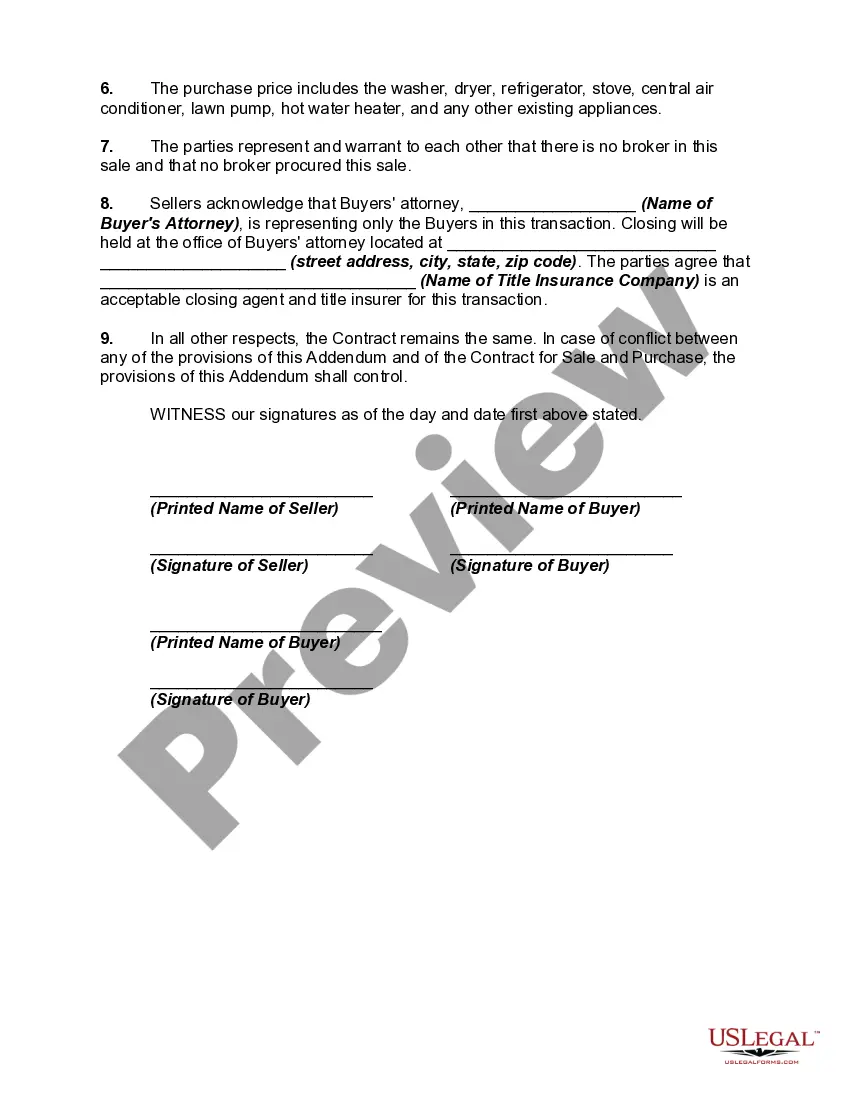 Get Addendum to Contract for Sale and Purchase of Real Property Preview Addendum to Contract for Sale and Purchase of Real Property