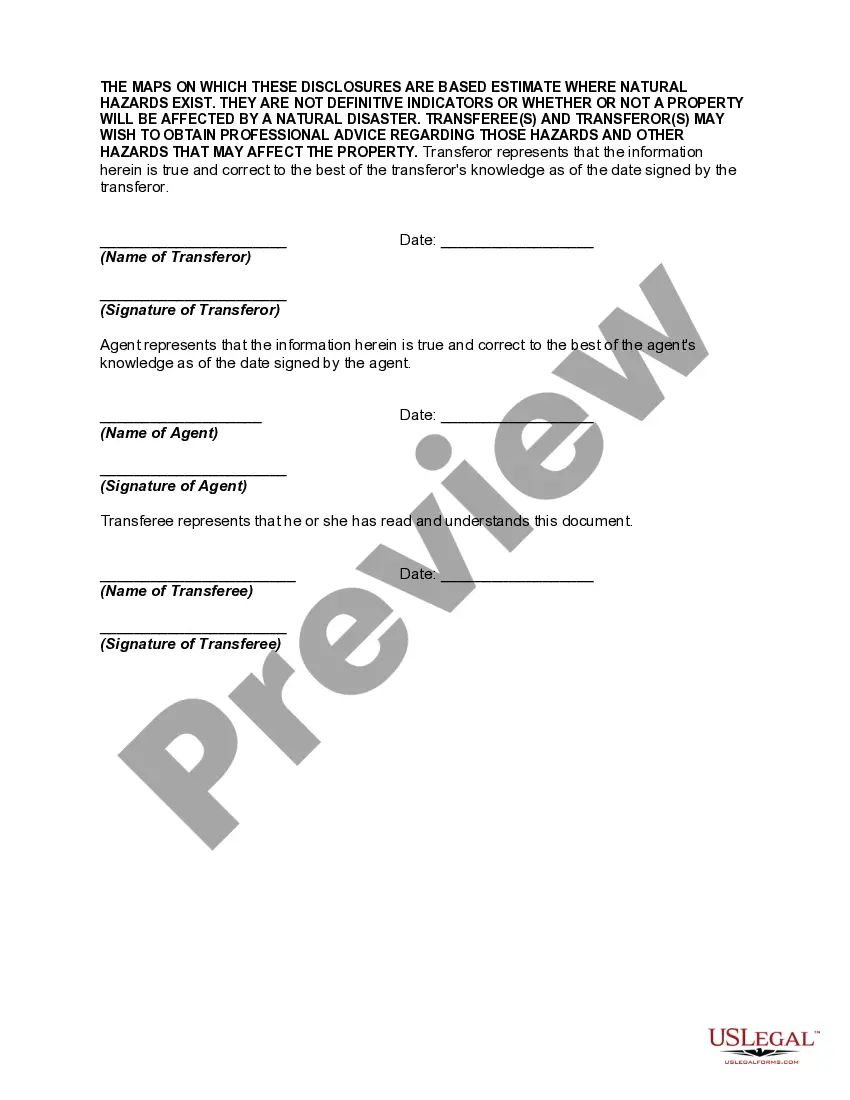 Get Natural Hazard Disclosure Statement Preview Natural Hazard Disclosure Statement