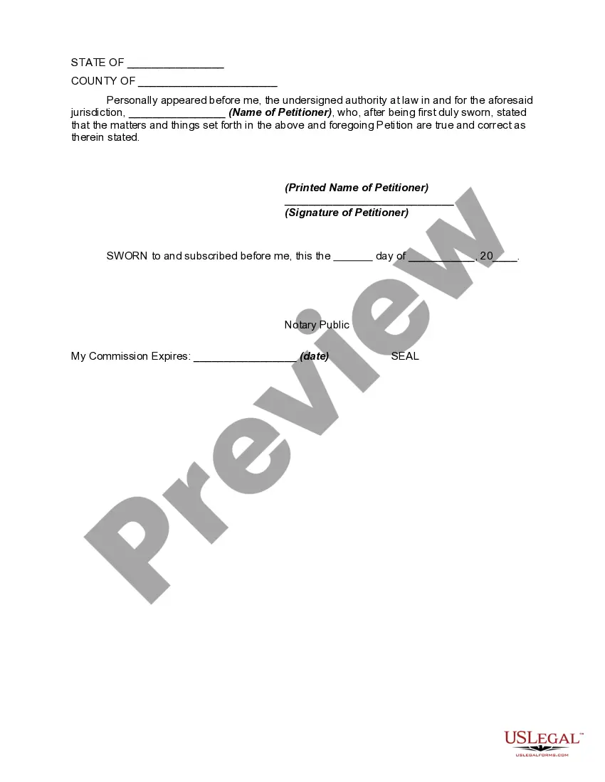 Preview Petition for Temporary Guardianship - Military