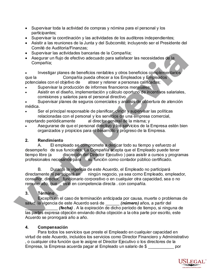 Preview Acuerdo Laboral con Director Financiero y Administrativo