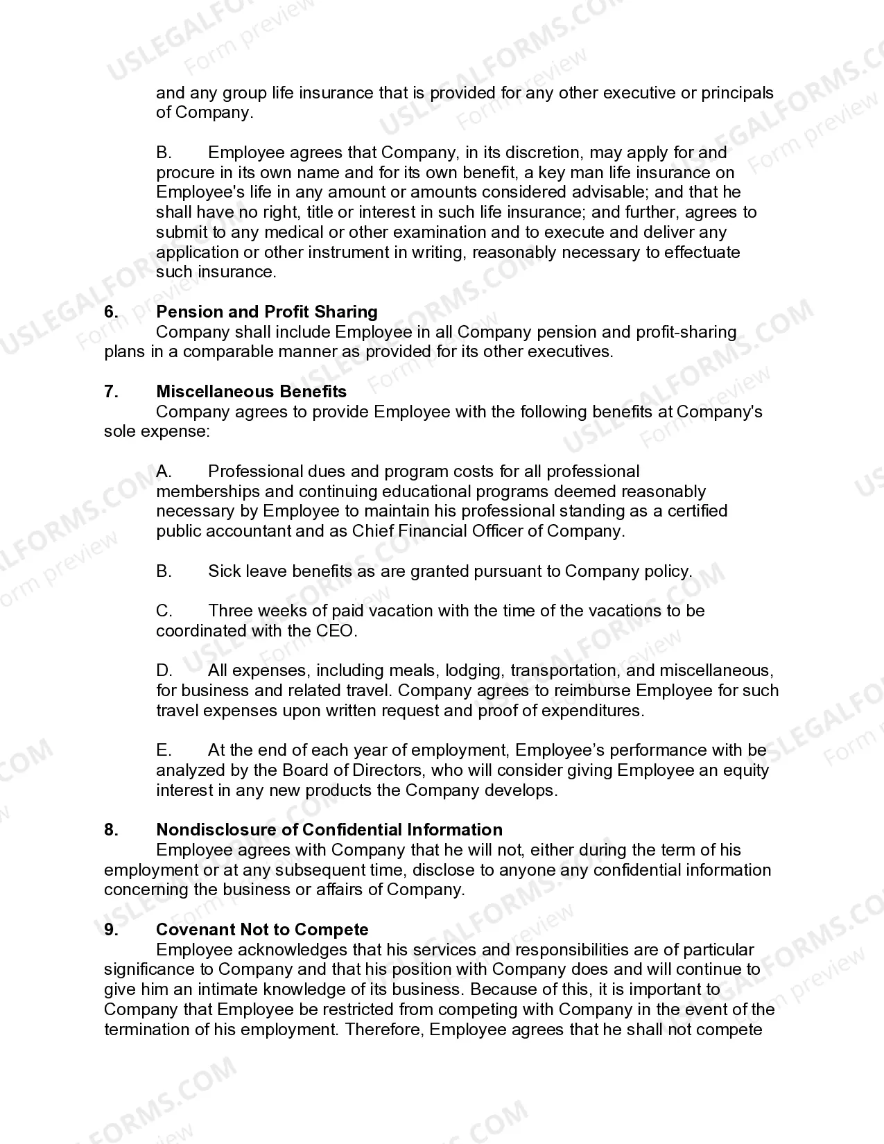 Preview Employment Agreement with Chief Financial and Administrative Officer