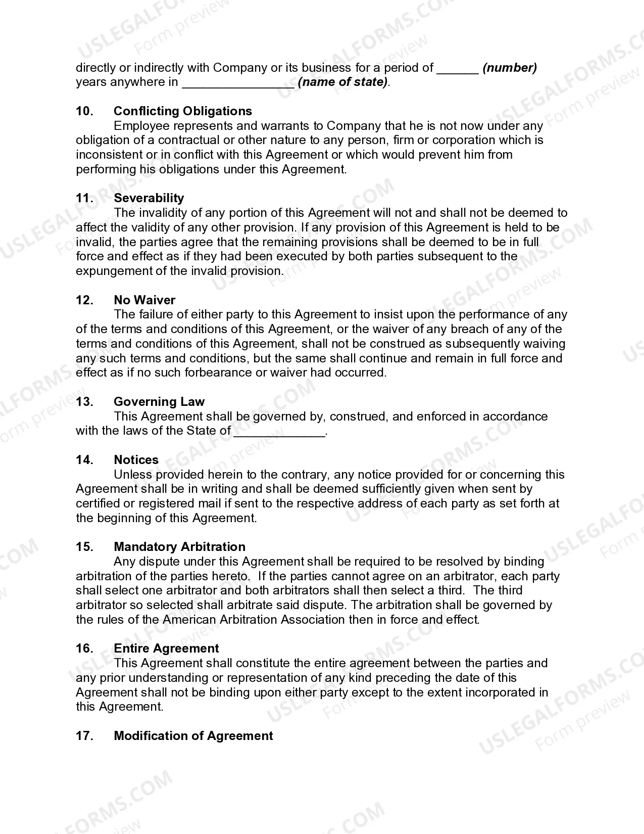 Preview Employment Agreement with Chief Financial and Administrative Officer