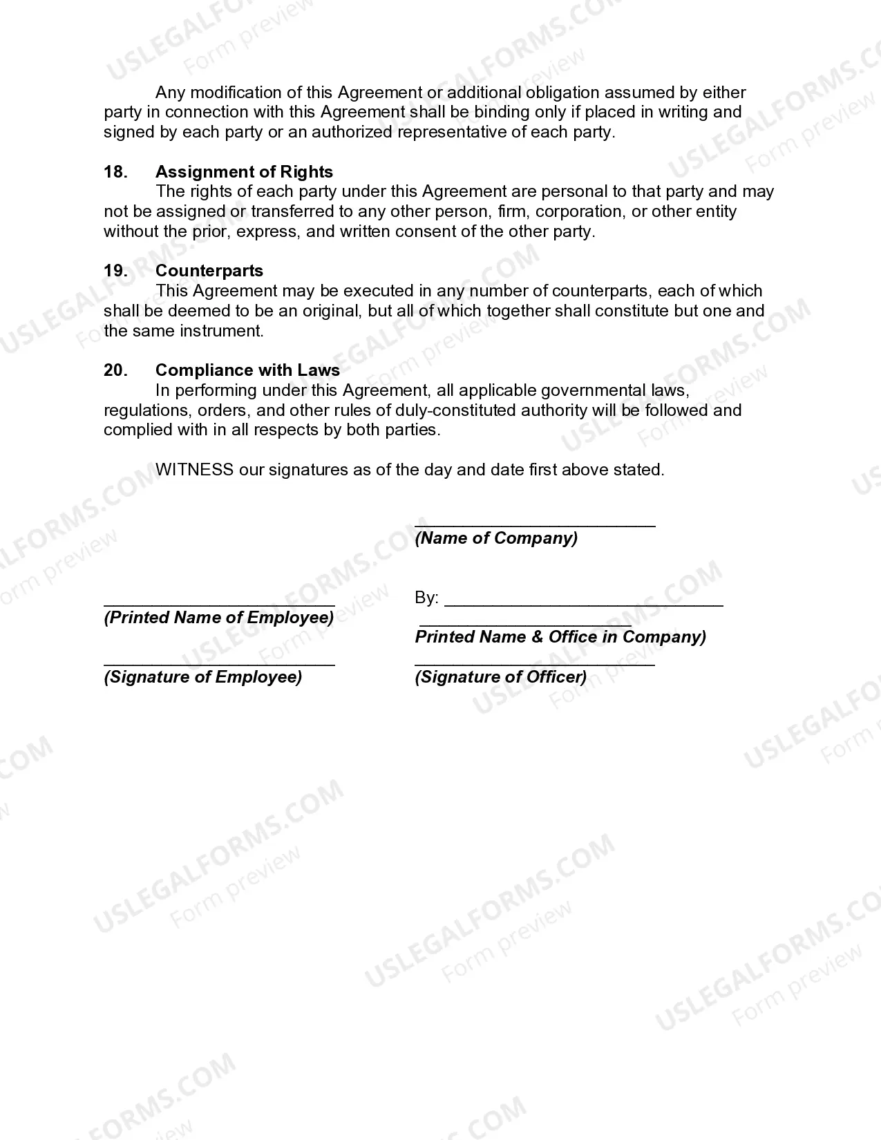 Preview Employment Agreement with Chief Financial and Administrative Officer