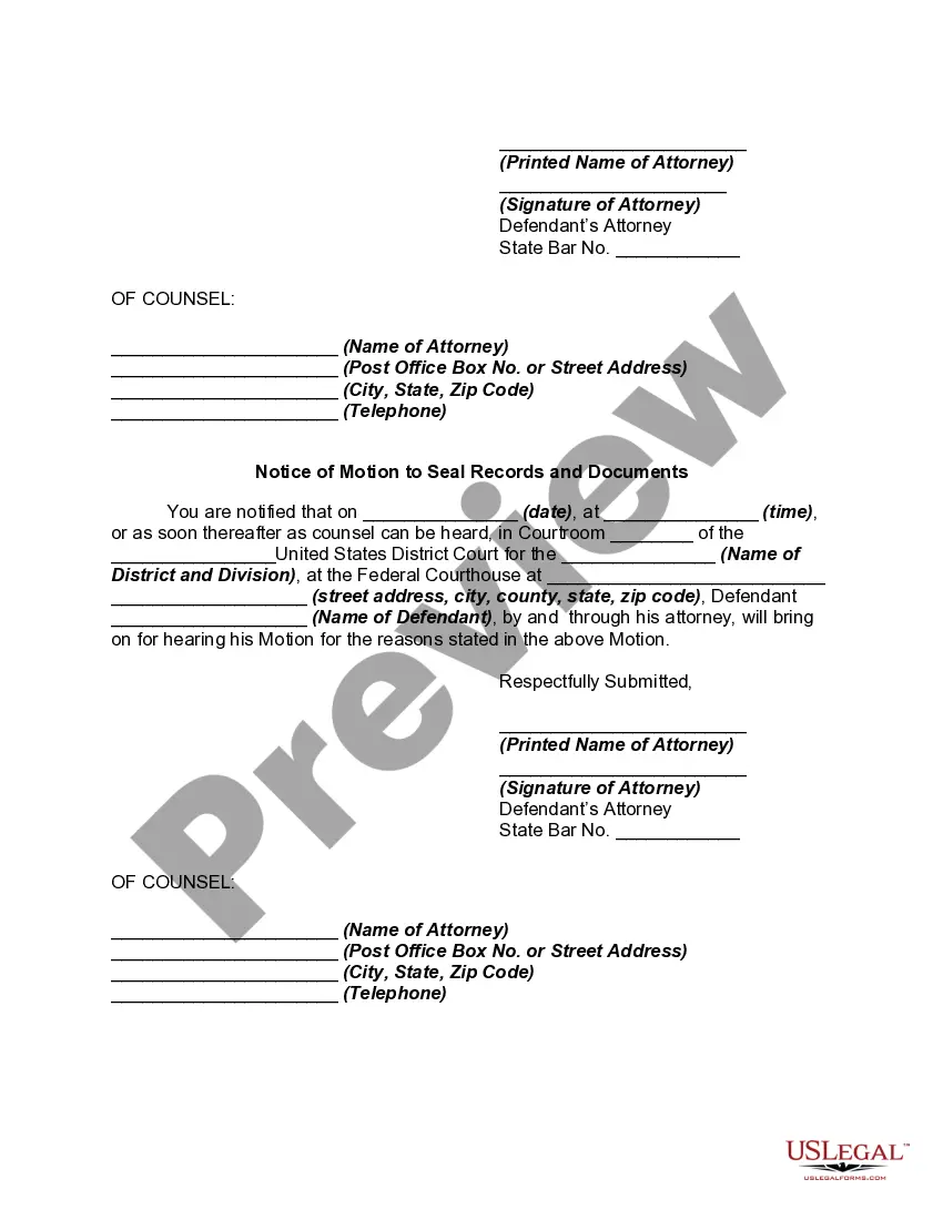 Get Motion to Seal Records and Documents Preview Motion to Seal Records and Documents