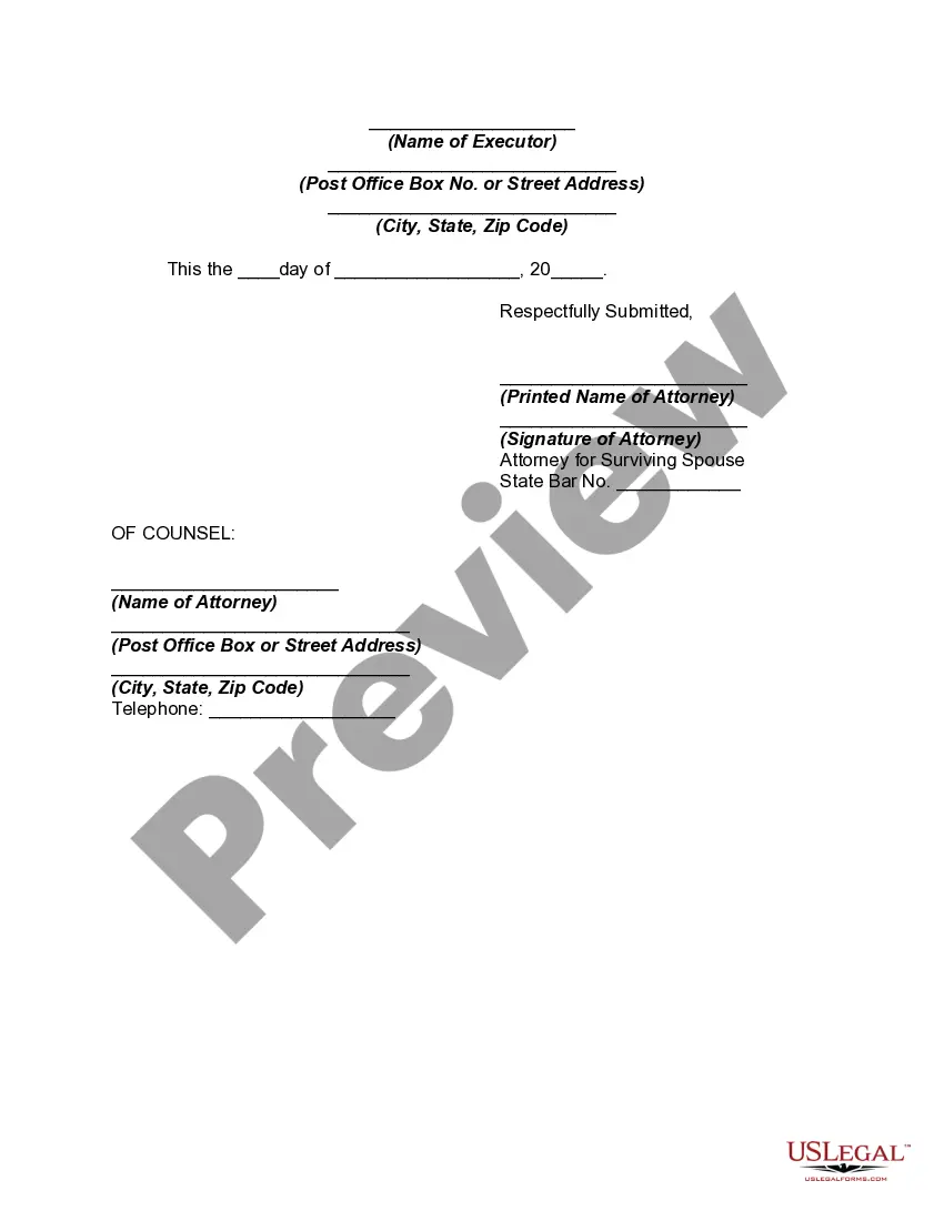 Preview Notice of Election by Surviving Spouse