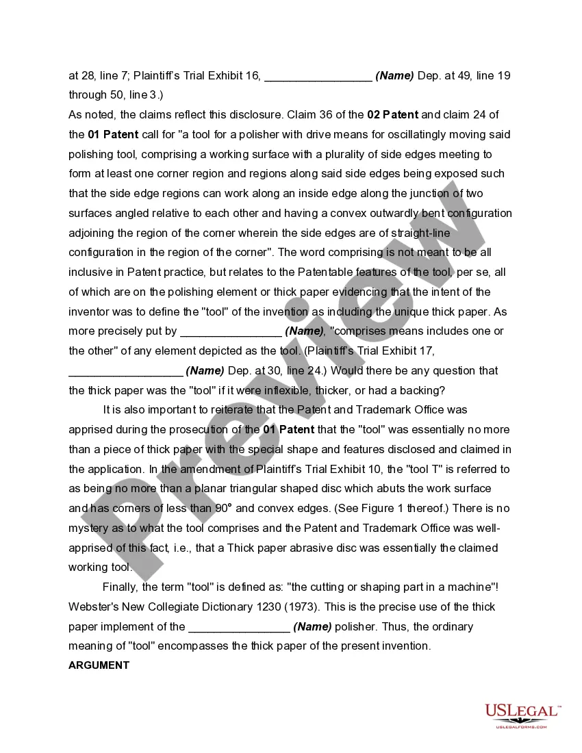 Get Plaintiff's Pretrial Memorandum for a Bench Trial in a Patent Case Preview Plaintiff's Pretrial Memorandum for a Bench Trial in a Patent Case