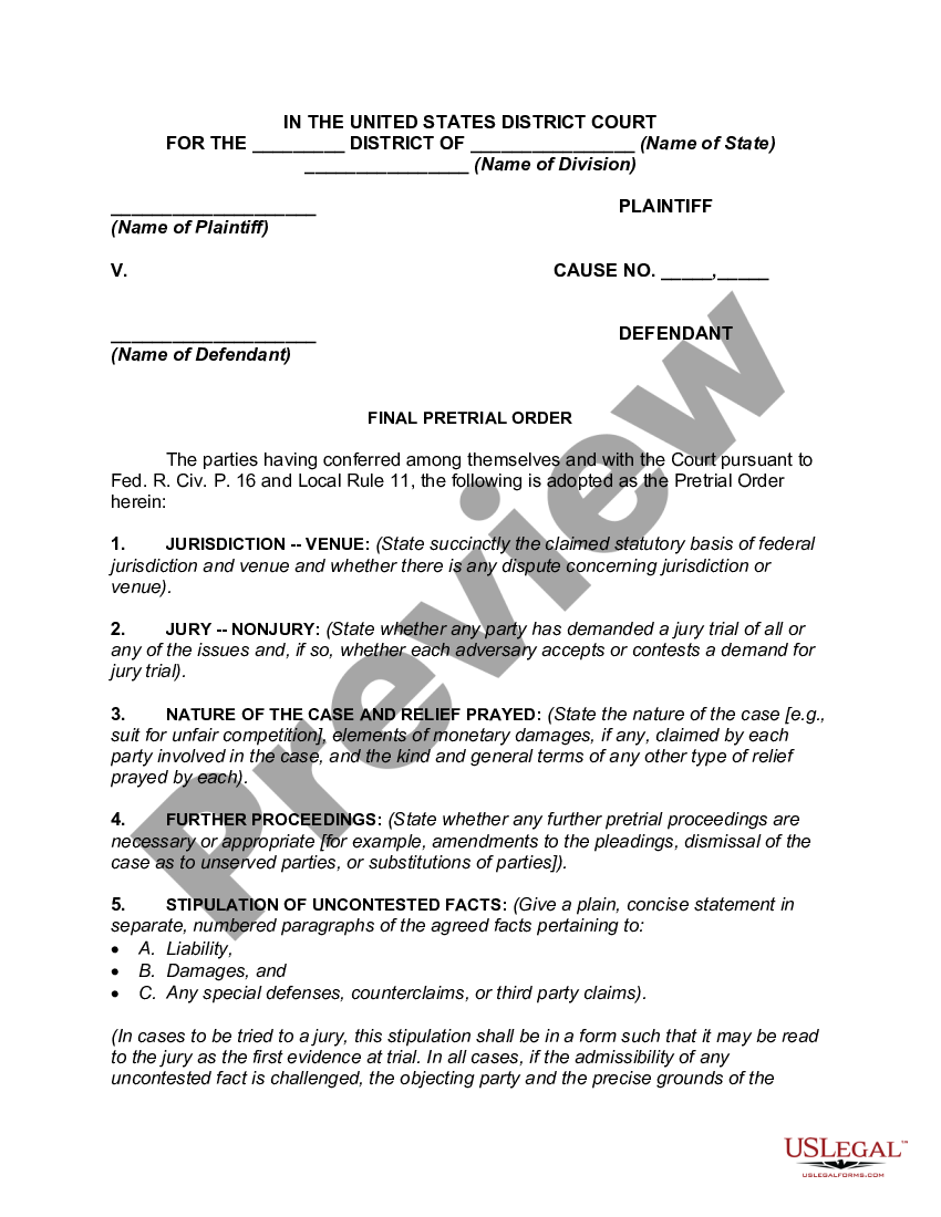 San Jose California Outline for Pretrial Memorandum - Pretrial