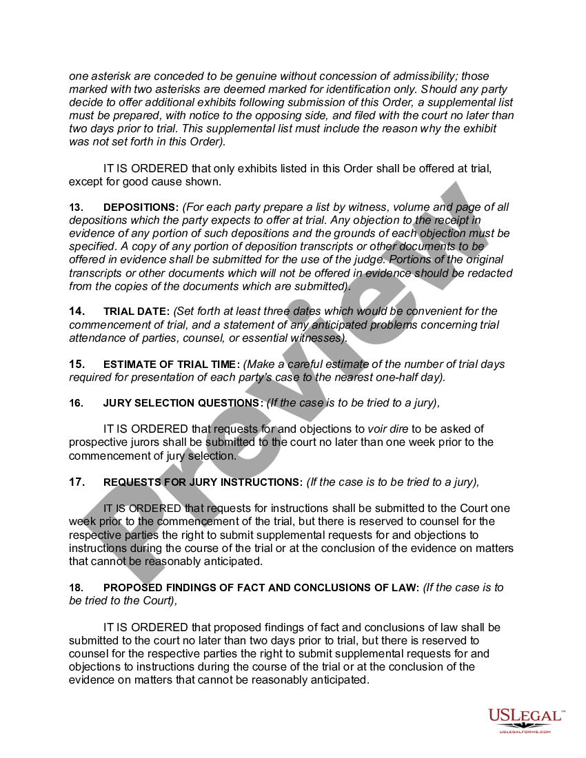 Outline for Pretrial Memorandum Pretrial Memorandum Example US