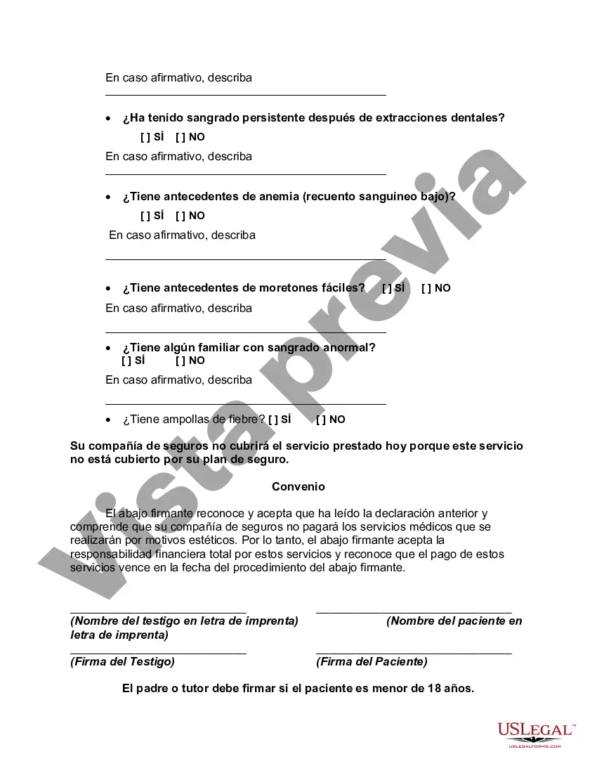 Preview Formulario de renuncia y liberación para cirugía cosmética