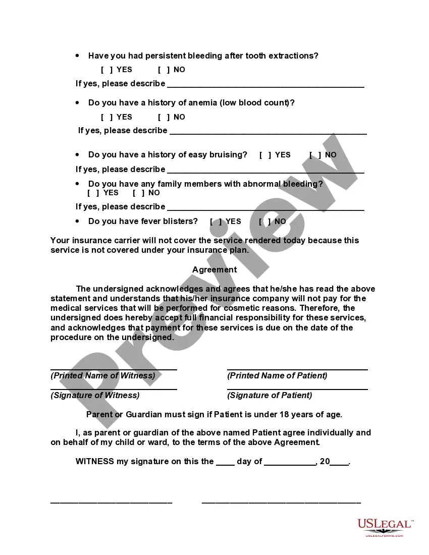 Preview Waiver and Release Form for Cosmetic Surgery
