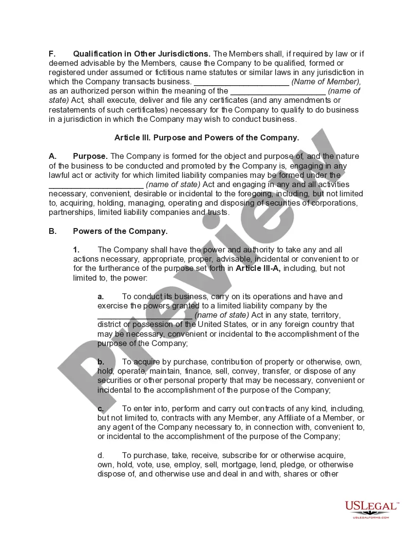 Get Operating Agreement for Member Managed Limited Liability Company - Long Form Preview Operating Agreement for Member Managed Limited Liability Company - Long Form
