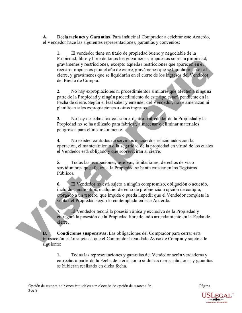 Preview Opción de compra de bienes inmuebles con elección de opción de renovación