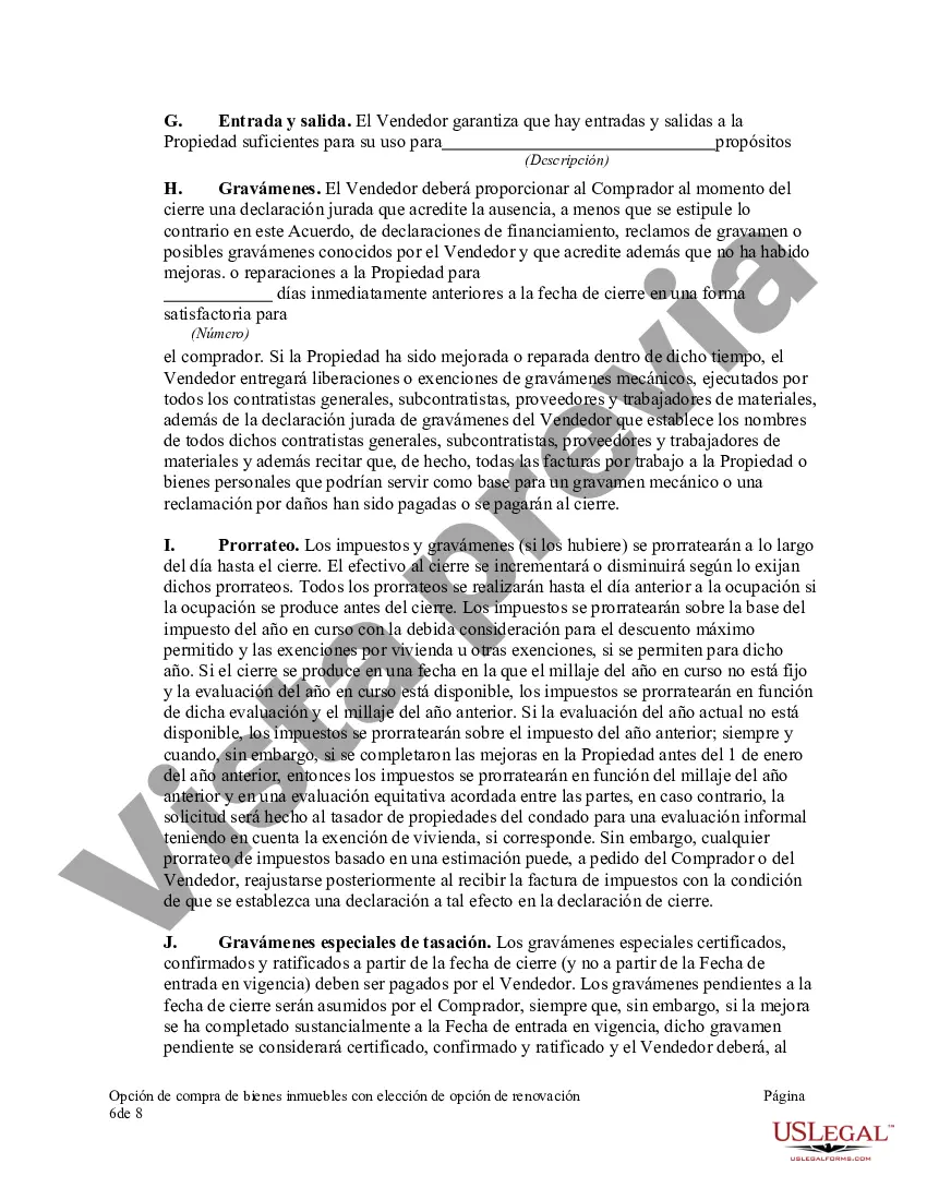Preview Opción de compra de bienes inmuebles con elección de opción de renovación