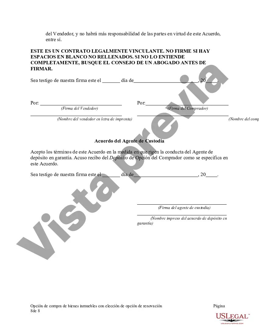 Preview Opción de compra de bienes inmuebles con elección de opción de renovación