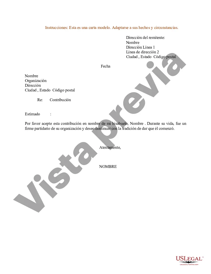 Preview Modelo de carta de oferta de contribución o donación a nombre de alguien